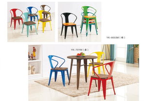 Chaises de salle à manger d'extérieur décontractées de style européen avec accoudoirs en acier, design rétro, résistantes à l'eau, durables, adaptées aux bars - Product Image 5