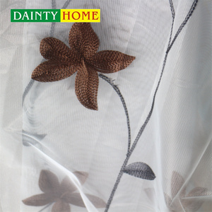 Tenda in Organza con Fiori di Caffè e Foglie <span class=keywords><strong>Grigie</strong></span> in Poliestere per Soggiorno Produttore Cinese Tessuto Trasparente Ricamato - Product Image 3