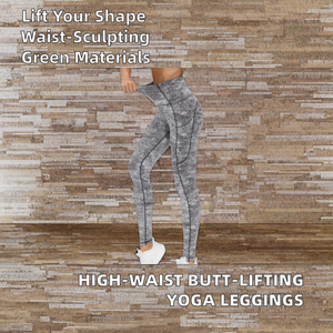 Legging de yoga taille haute en tricot croisé à motif uni, avec taille élastique, effet push-up fessier, délavé, écologique, pour le sport et le fitness - Product Image 2