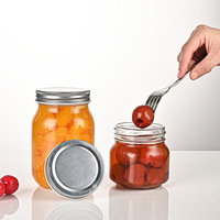 Pot de conserve carré rond de 16 oz de qualité alimentaire avec couvercle hermétique pour le miel et la conservation des aliments