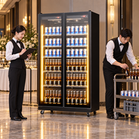 Réfrigérateur à vin commercial avec porte vitrée, réfrigérateur vertical pour boissons, pour restaurant, hôtel et magasin d'alcool