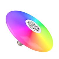 Lampu UFO RGB Pintar dengan Speaker E27, Lampu LED Berubah Warna Model Piring Terbang dengan Remote Control untuk Pesta Kamar Tidur Warna-warni
