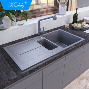 Lavello da <span class=keywords><strong>Cucina</strong></span> in Granito Nero <span class=keywords><strong>a</strong></span> Doppia Vasca con Gocciolatoio <span class=keywords><strong>Due</strong></span> Fori Senza Rubinetto - Product Image 6