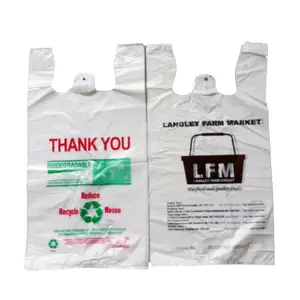 Venta caliente de alta calidad logotipo personalizado bolsas de plástico proveedor biodegradable camiseta bolsa de plástico de compras