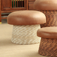 Pouf bas tressé créatif en forme de champignon, multifonctionnel, pour la maison, siège de changement de chaussures pour entrée, chambre et salon