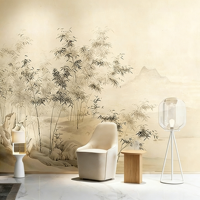 Grande Tela Murale in Stile Chinoiserie con Motivi Auspiciosi, Impermeabile, Stampata UV, Ecologica, ad Alta Definizione, Senza Cuciture