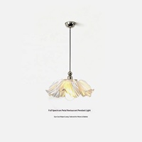 Lustre nordique moderne pour entrée/balcon, finition chromée en forme de pétale, lampe à hauteur réglable et économe en énergie