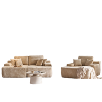 Divertido Sofá Modular Reclinable de Terciopelo Blanco Minimalista Moderno NEST, Conjunto de Sofás Seccionales de Esponja, Estilo Lujoso y Ligero, Sofá Grande Tipo Lounge