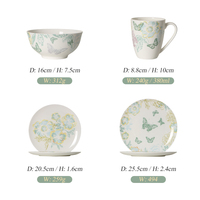 Service de table en porcelaine fine JC, 16 pièces, en porcelaine blanche, vaisselle en céramique pour cadeau de mariage