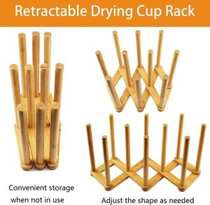 Escurridor de Bambú Retráctil Multifuncional para Cocina, Soporte para Secar Platos en la Encimera - Product Image 3