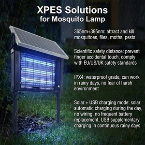 Pièges à insectes solaires XP711 4500V Haute Tension Double Bande 365nm 395nm Étanche IPX4 Conception <span class=keywords><strong>Anti</strong></span>-Touch Sûre Extérieur Écologique - Product Image 4