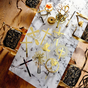 Decorazione per Torta a Croce Dorata in Acrilico per Ringraziamento <span class=keywords><strong>e</strong></span> <span class=keywords><strong>Pasqua</strong></span>, Accessorio per Feste - Product Image 5