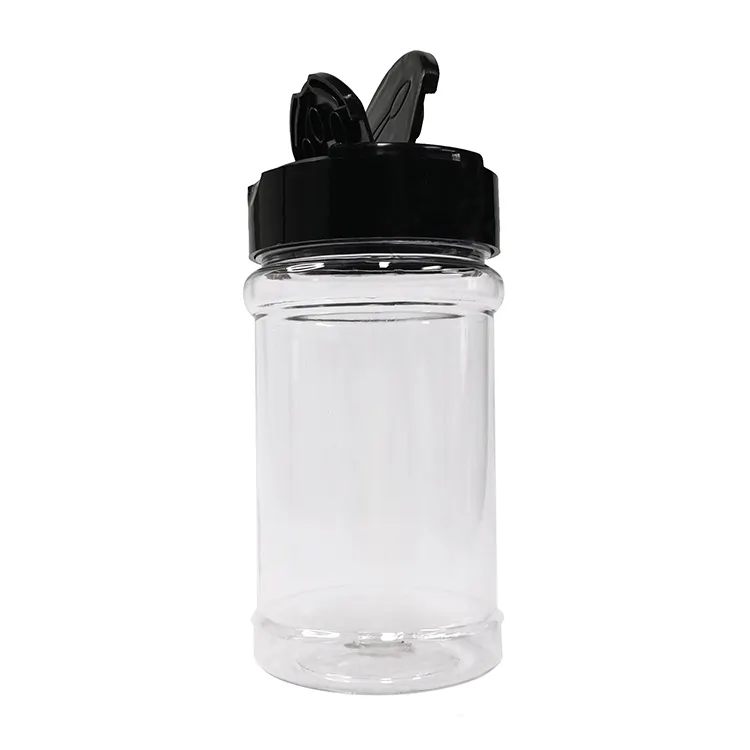 Hot Selling 6 Unzen runde Form Kunststoff Jar Spice Shaker mit Flip Top Single Dual Deckel