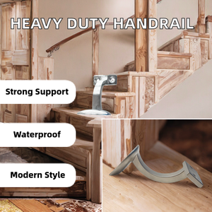 Heavy Duty Contemporary <b>Iron</b> Handrail Bracket with Round Base for Apartment Stairs Water Resistant Wall-Mounted Handrail - Product Image 2