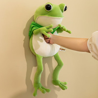Grüner Frosch Plüschpuppe Cartoon Stofftier mit Umhang Weiches Kuschelkissen für Geburtstag Hochzeitsgeschenk