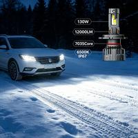 Phares LED de voiture SunRise K1 H8 12V/24V 130W 12000LM 6500K IP67 étanches, tubes en cuivre, Canbus Plug and Play, ajustement universel