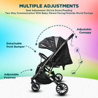 Vente en gros d'usine, poussette bébé de luxe en coton de haute qualité, légère, pliable, réversible, en acier inoxydable