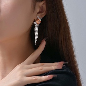 925 <b>Silver</b> High carbon diamond Tassel Dangle <b>Earrings</b> Long Drop <b>Wedding</b> <b>Earrings</b> - Product Image 5