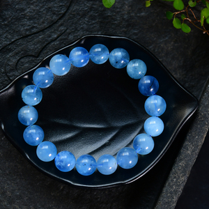 高品质天然宝石饰品暗魔鬼蓝色海蓝宝石手链 - Product Image 2