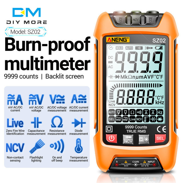 Smart Digital Multimeter 6000 Counts True RMS Auto Electrical Capacitance Meter Temp Resistance Transistor Testers Mmultimetro