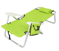 Chaise de plage pliable en aluminium 4 positions inclinables Chaise de pêche Oxford imperméable réglable avec refroidisseur