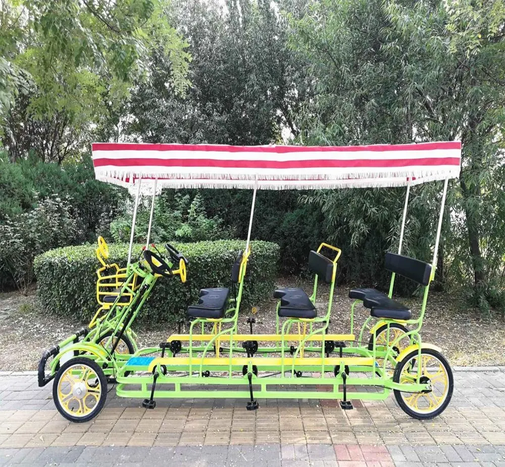 Luxurious 3 Rows 6 Persons Tandem Surrey Sightseeing Bike Bicycle For Sale