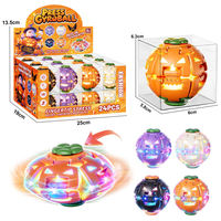 Toupie anti-stress en silicone avec lumière LED, déformable et rotative, motif citrouille d'Halloween, 4 couleurs, pour garçons et filles, avec boîte de présentation