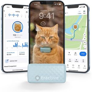 Traceur GPS intelligent pour chat Tractive, batterie 1 an, suivi en temps réel, localisation de l'animal, surveillance de la santé, application iOS - Product Image 1