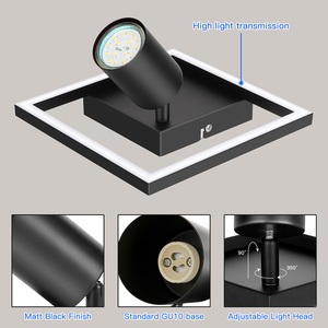 Spot de <span class=keywords><strong>plafond</strong></span> GU10 personnalisable, design moderne et minimaliste, cadre noir, panneau lumineux 13W, spot 5W, 4000K, pour salon, chambre à coucher - Product Image 2