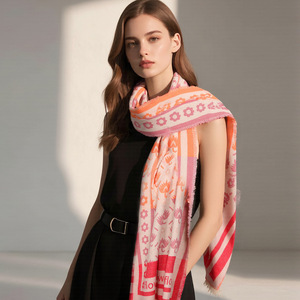 Warm Floral Print Polyester Scarf for Women 70x180cm Soft Woven Flower Shawl Cozy Fashion Wrap for Autumn Winter - Product Image 2