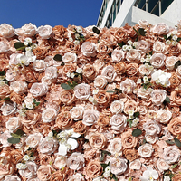 Mur de fleurs artificielles personnalisé, orchidées et roses, style automne, toile de fond marron pour photomaton 8ft x 8ft pour la décoration de fête d'automne et d'événements