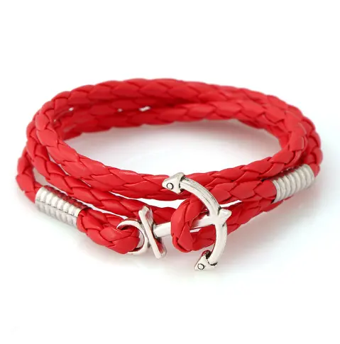 Hot Selling Fashion Designer Bohemian Style Leather Rope Bracelet Clasp Anchor Buckle Bracelet For Couple