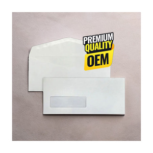 Enveloppe d'affaires tissée blanche à insertion automatique avec fenêtre d'étanchéité humide 4 1/8x9 1/2 pouces en papier - Product Image 1