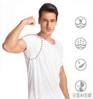 Coussinets anti-transpiration pour hommes en coton modal coupe régulière col en V solides sous les bras Coussinets anti-transpiration Séchage rapide Respirant Respectueux de l'environnement T-shirts décontractés