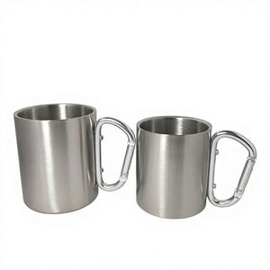 Tasse à café de voyage en acier inoxydable à double paroi pour le camping en plein air, avec mousqueton - Product Image 1