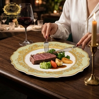 Ensemble d'assiettes à steak en porcelaine fine Karosa, style luxueux, 11 pouces avec 8 pouces, design traditionnel en porcelaine fine, fabrication artisanale