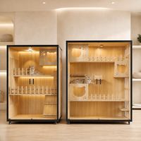 Villa de Lujo Moderna para Gatos de Madera Maciza y Cristal, de Múltiples Tamaños, Casa Interior para Mascotas, Jaula, Estructura para Escalar, Transpirable, Impermeable y Ecológica