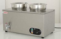 Bain Marie rond commercial 2 casseroles chaudes 2x4 litres comptoir avec robinet de vidange chauffe-aliments Bain Marie