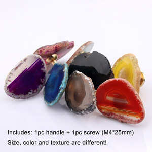Natural Healing <strong>Crystal</strong> Agate Drawer Handle Colorful Agate Slab <strong>Knob</strong> Drawer Handle for Wedding Decoration - Product Image 3