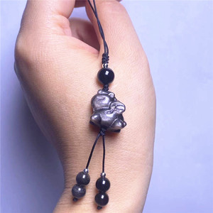 Vente en gros d'<span class=keywords><strong>obsidienne</strong></span> naturelle argentée et dorée, <span class=keywords><strong>Pixiu</strong></span>, Chat porte-bonheur, supports pour téléphone portable et sacs, <span class=keywords><strong>obsidienne</strong></span> tendance - Product Image 4