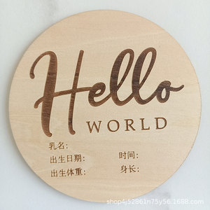 Cartes de développement mensuel en bois pour bébé, accessoires photo « Hello World » pour nouveau-né, disques d'annonce de naissance, souvenir de croissance mensuelle, décoration de chambre d'enfant - Product Image 2
