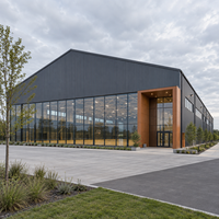 Bâtiment commercial moderne en structure métallique pour magasins de détail, entrepôt métallique durable et résistant aux intempéries, vente en gros