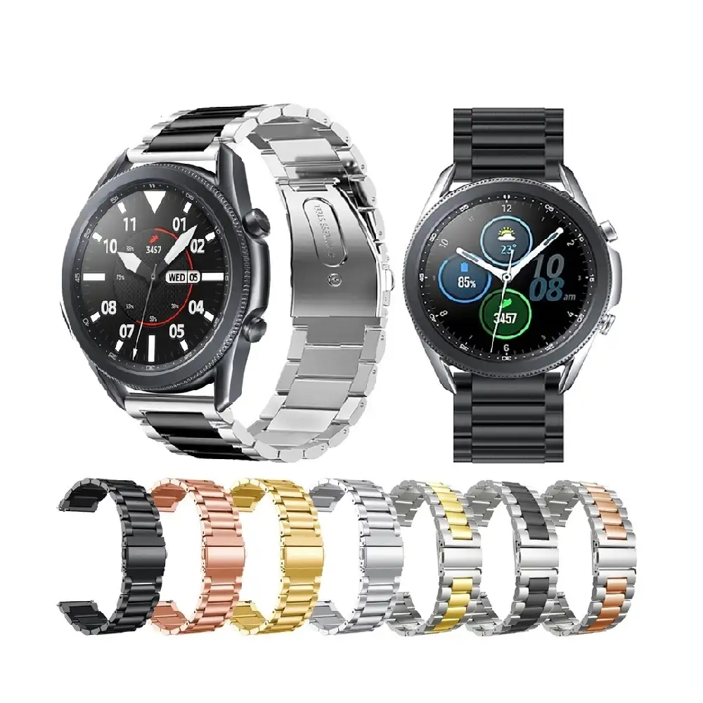 สายโลหะสำหรับ Samsung Galaxy Watch 3,สายรัดข้อมือสเตนเลสสตีล4 4 5 45มม. 41มม. สำหรับ Galaxy Watch 4 40มม. 44มม. อุปกรณ์เสริม22มม.