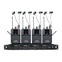Sistem Monitor In-Ear Nirkabel Mono 4 Saluran Profesional COKYIS EM-D04 VHF, Kabel Data, Tegangan Universal 110-240V untuk Panggung