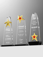 Trophée en cristal personnalisé Noble Top Performer Award avec étoile à cinq branches en métal pour la reconnaissance des meilleurs vendeurs