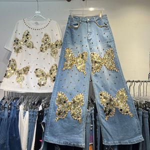 Completo Set Estivo 2026 da <span class=keywords><strong>Donna</strong></span>: T-Shirt Traspirante in Poliestere/Cotone e <span class=keywords><strong>Jeans</strong></span> a Gamba Larga - Nuova Collezione all'Ingrosso - Product Image 4