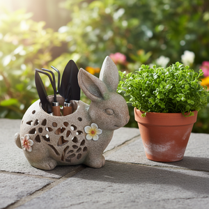 Estatua <span class=keywords><strong>de</strong></span> conejo <span class=keywords><strong>de</strong></span> resina, escultura con forma <span class=keywords><strong>de</strong></span> Animal con paleta para macetas, juego <span class=keywords><strong>de</strong></span> herramientas <span class=keywords><strong>de</strong></span> jardín para adornos <span class=keywords><strong>de</strong></span> jardín y macetas y jardineras - Product Image 1