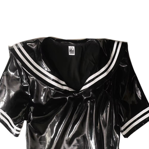 Sexy Abito Mini in Latex PVC Lucido per Cosplay Femminile, Uniforme Scolastica Giapponese con Colletto da Marinaio e Cravatta, Vestito Mini Plissettato da Cameriera - Product Image 6
