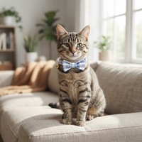 Kariertes Katzenhalsband mit passender Fliege, verstellbares Haustierhalsband für Katzen, Kätzchen und Welpen, individuelle Farben und Muster erhältlich