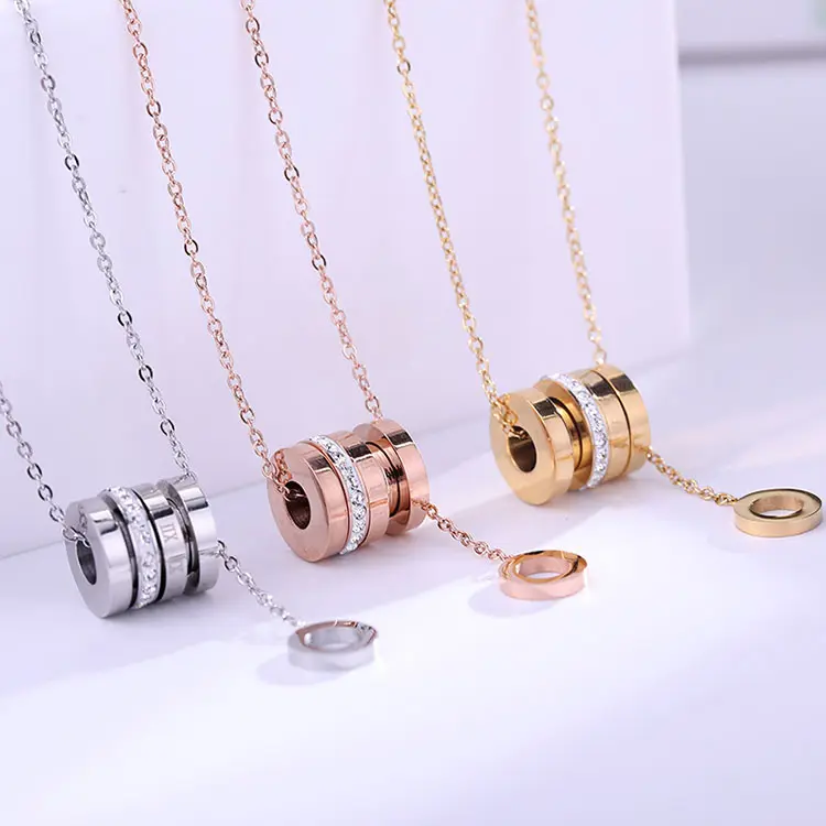 New Arrival Designer Jewelry 18K Gold Stainless Steel Roman numerals Diamond Necklace For Women Jewelry Making